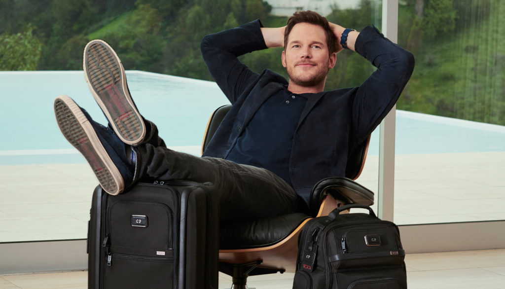 Chris Pratt travels with Tumi luggage.