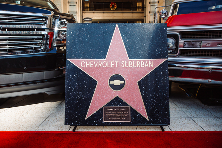 A picture of the Hollywood Walk of Fame star that the Chevrolet Suburban won in 2019.