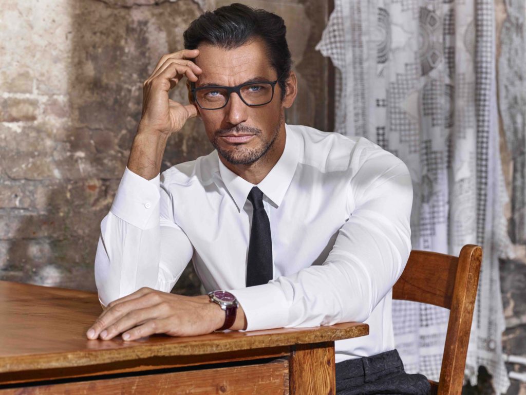 David Gandy models Dolce & Gabbana men's eyewear.