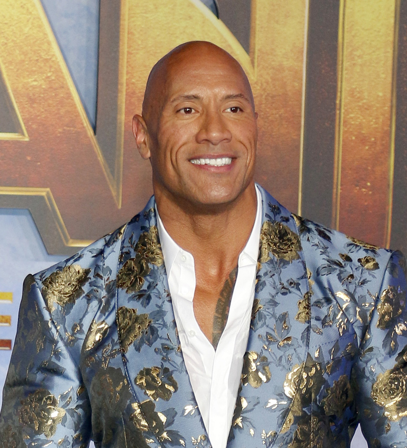 Head and shoulders shot of Dwayne "The Rock" Johnson at the premiere of Jumanji The Next Level